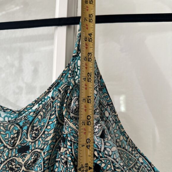 Xhilaration Cold Shoulder Maxi Sundress Womens Medium Paisley Green - Picture 8 of 10